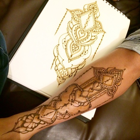 forearm tattoo applied with henna